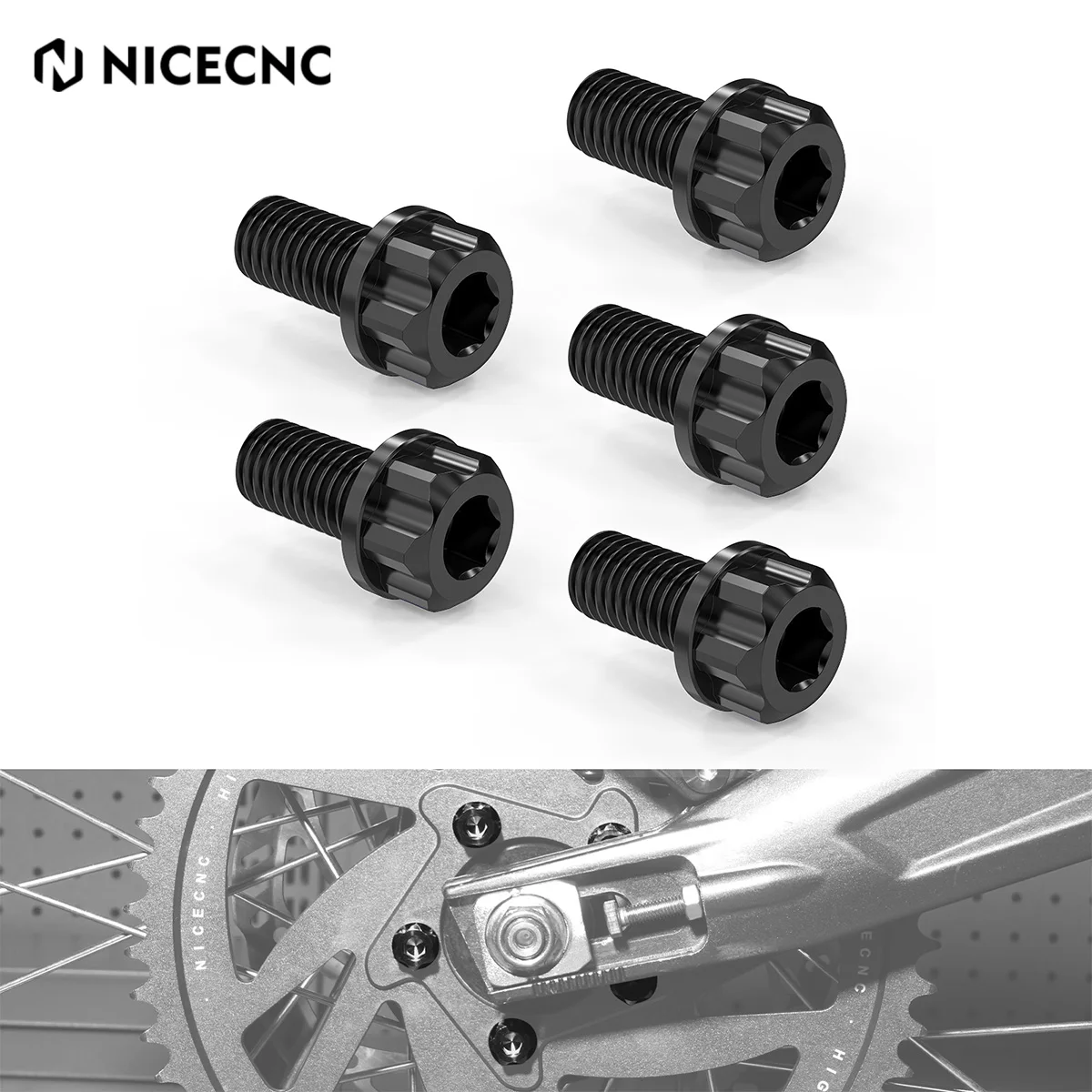 

NICECNC For 2026 2025 Surron Light Bee X Titanium Rear Sprocket Bolts Screw Kit For Sur-Ron Light Bee X S L1E Segway X160 X260