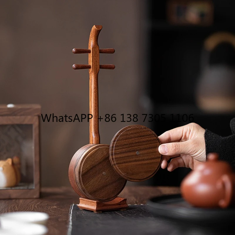 

Walnut Erhu Hexagonal Round Solid Wood Coaster Anti-scalding Insulation Coffee Cup Magnetic Cup Holder Tea Ceremony Accessories