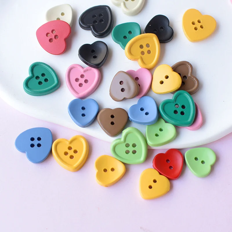 WFFNNKC 20-30Pcs Color Love Heart Button Resin Ornaments DIY Garment Shoes Sewing Crafts Supplies Kid Handmade Decor Accessories