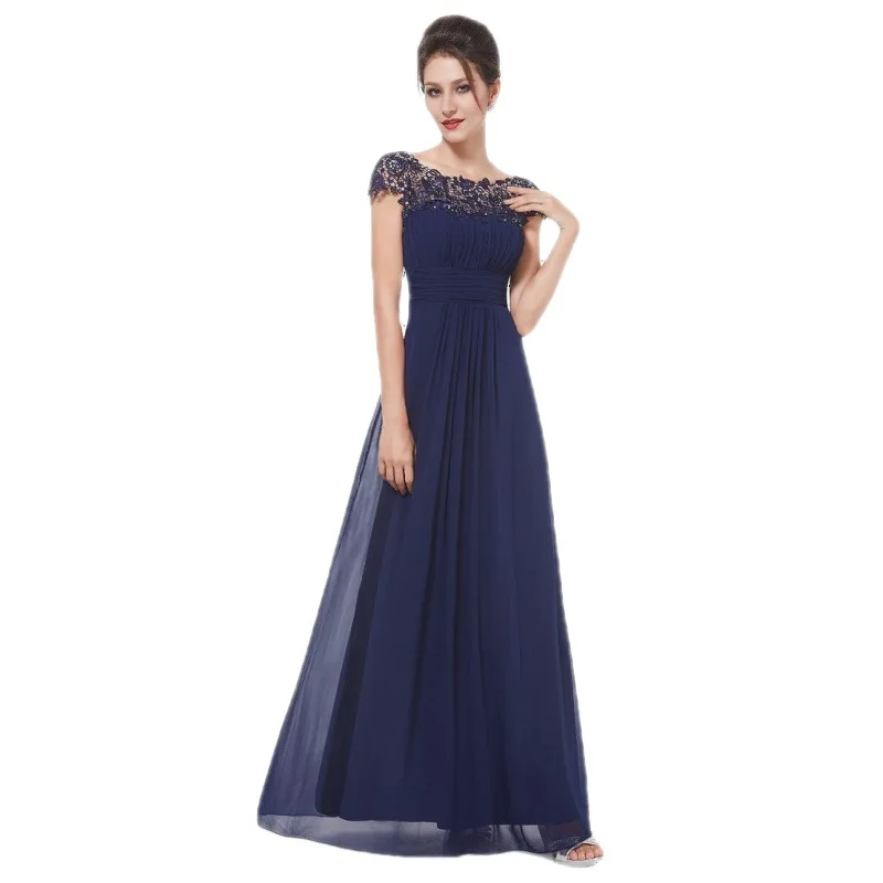 New G232023 Lace Dr Maid of  Evening Gown Women's Faion Spring  Svel awl Long Skirt Polyester Chiffon