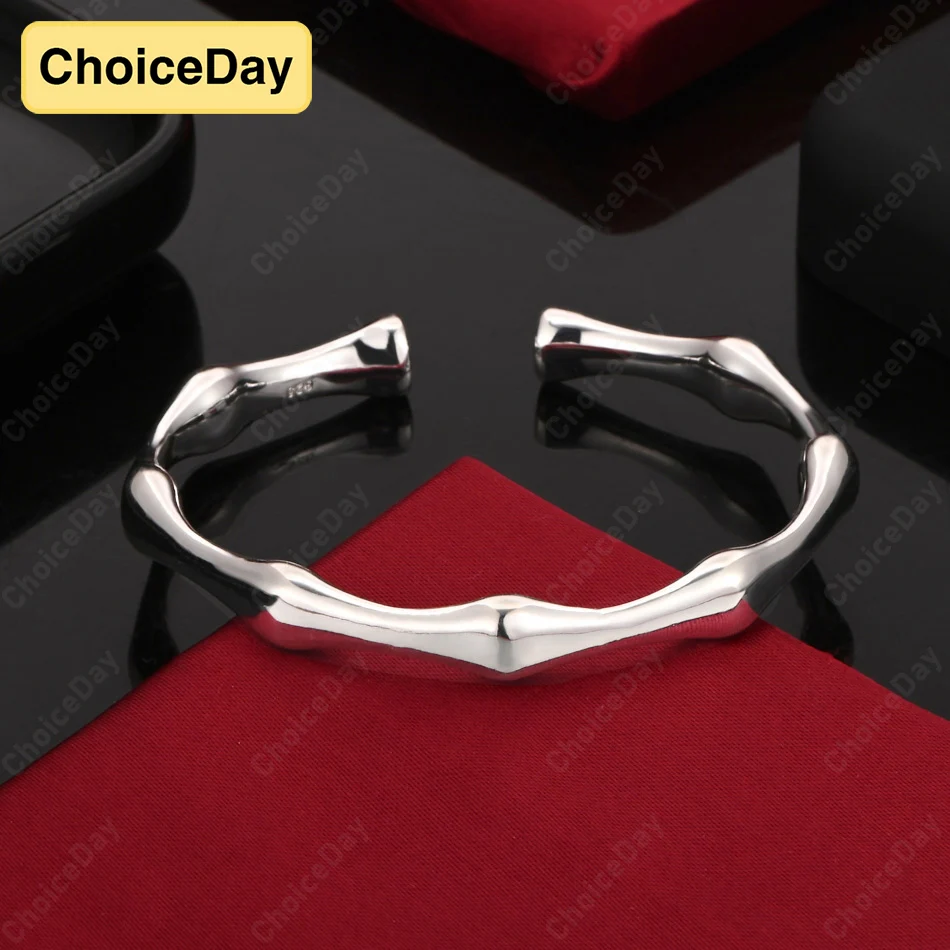 

ChoiceDay стерлингового серебра 925, простой бамбуковый открытый браслет, мужские и женские украшения в стиле панк, аксессуары для вечеринок, свадьба