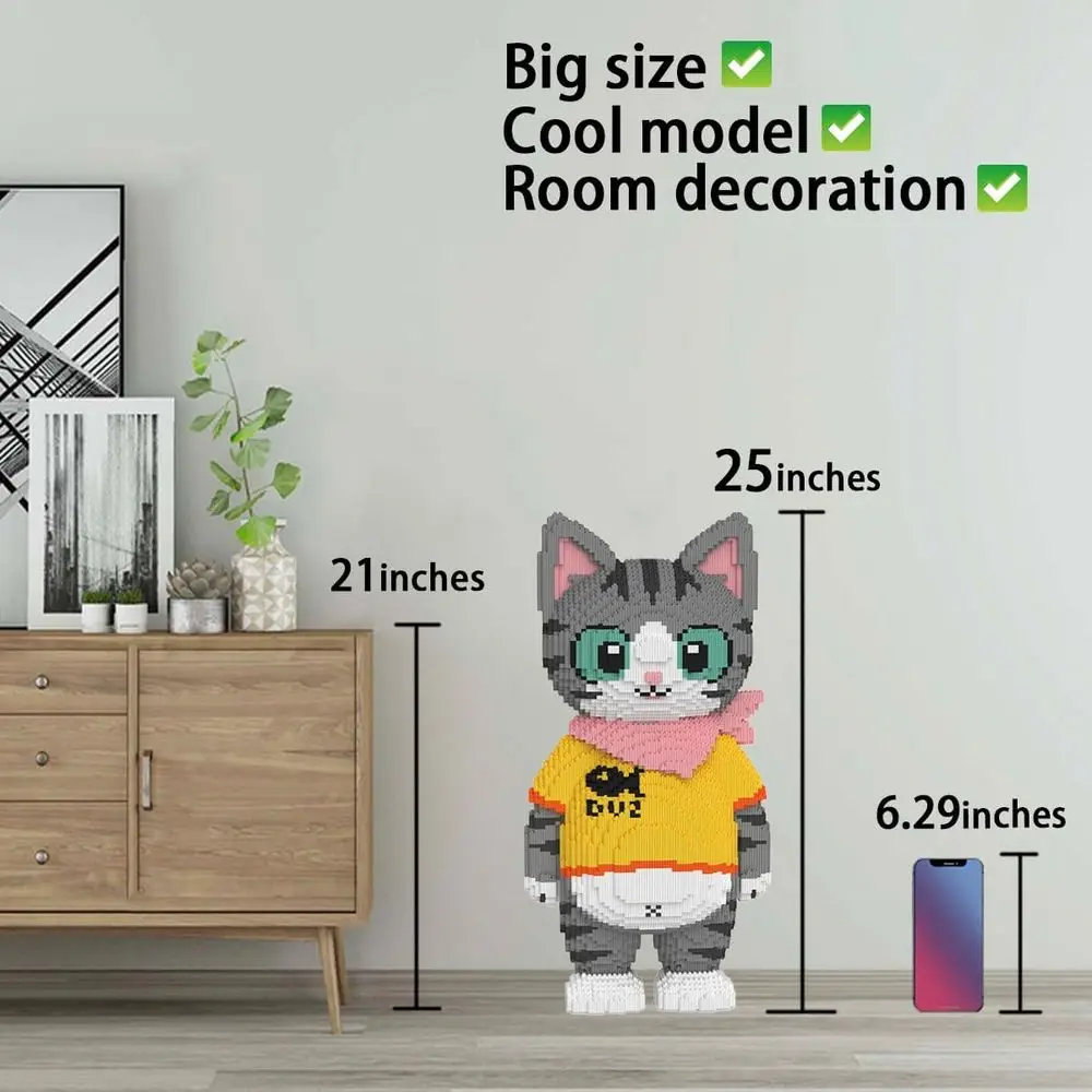 Tuxedo Cat Themed 16879-Piece Building Blocks for All Ages, Ideal Gift for Cat Enthusiasts & Kids 8+