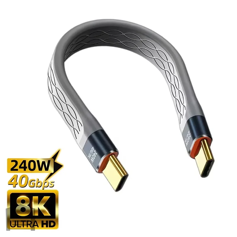 Cable de datos USB 4,0 Gen3 PD 240W 5A Cable de carga rápida USB C a tipo C Cable Thunderbolt 3 4K @ 60Hz Cable de datos USB Tipo C 40 Gbps