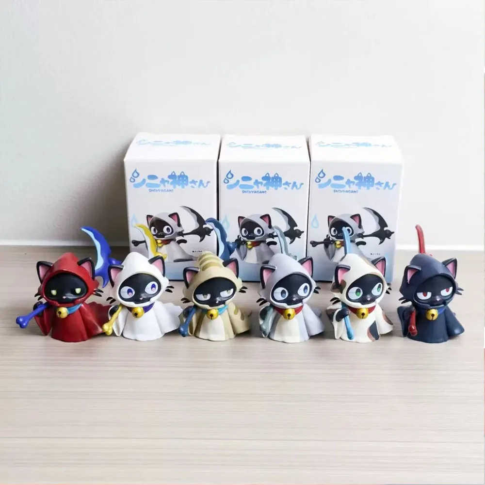 

2026New Cute Cat with Scythe Blind Box Toys Cute Calico Cat Cape Cat Action Figure Desktop Collection Ornaments Kids Gifts