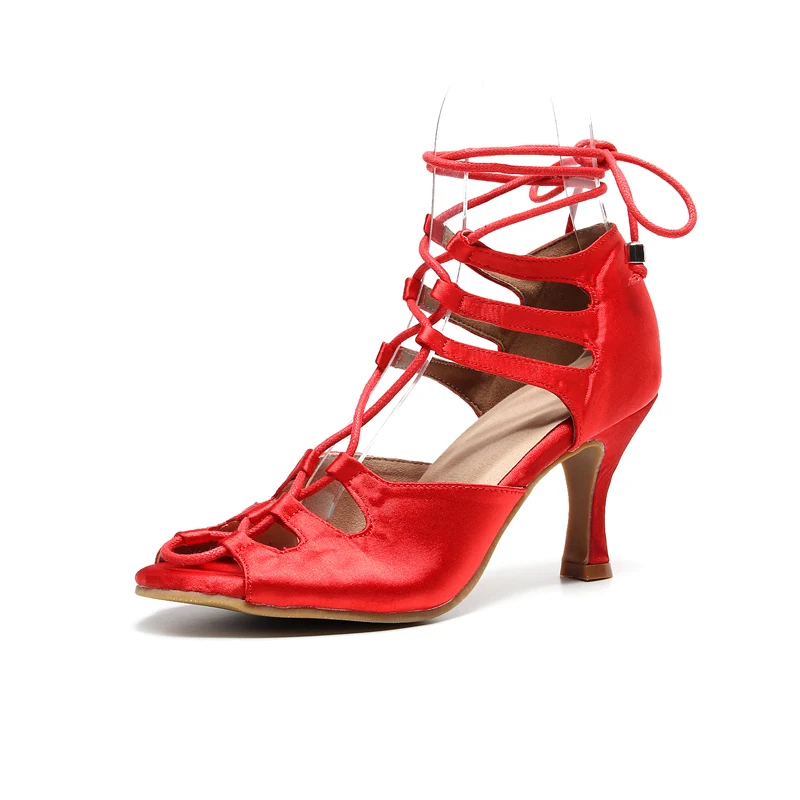 

Suede Latin Dance Shoes for Women, Tango Shoes, High Heels, Red, Black, Party