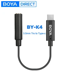 BOYA BY-K4 6cm 3.5mm TRS żeński na męski kabel adaptera audio z mikrofonem typu C do telefonów komórkowych z systemem Android Komputer USB-C Urządzenia