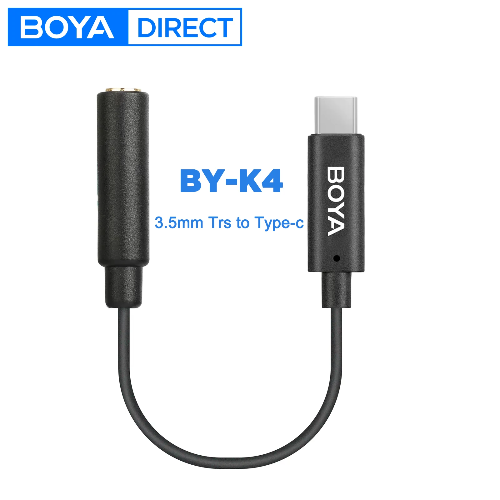 BOYA BY-K4 6cm 3.5mm TRS Female to Type-C Male Microphone Audio Adapter Cable for iPhone Android Cell Phone PC USB-C Devices