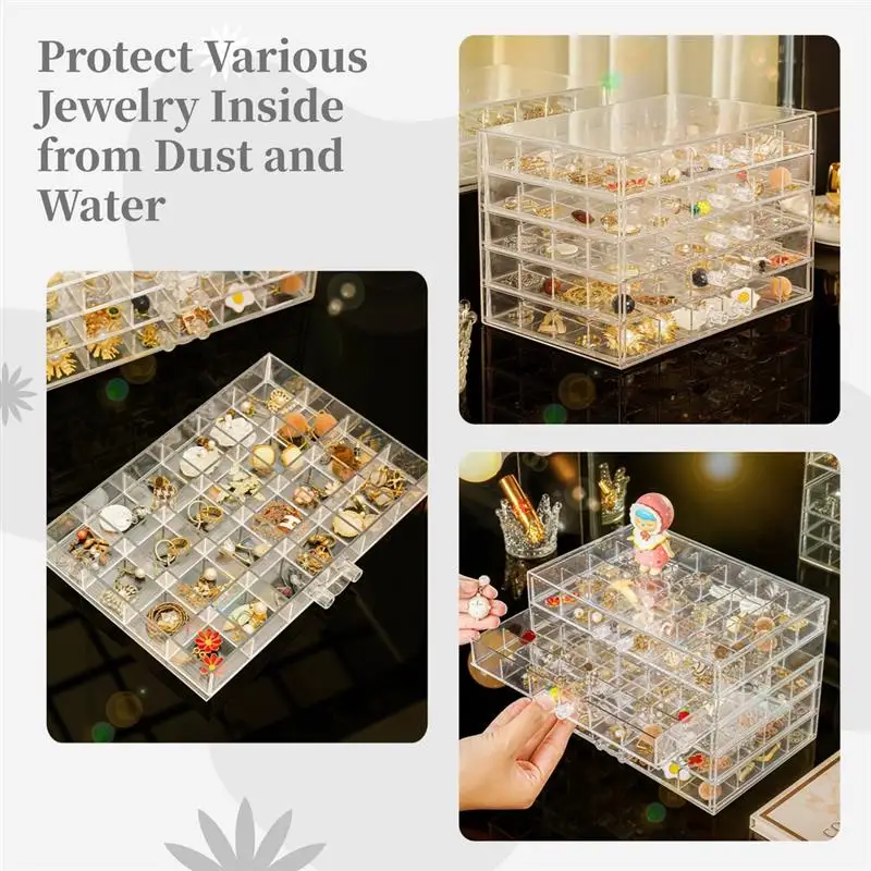 Earring Storage Organizer Jewelry Storage Box Holder Transparent Jewelry Display Stand With 120 Small Compartments Earring Box