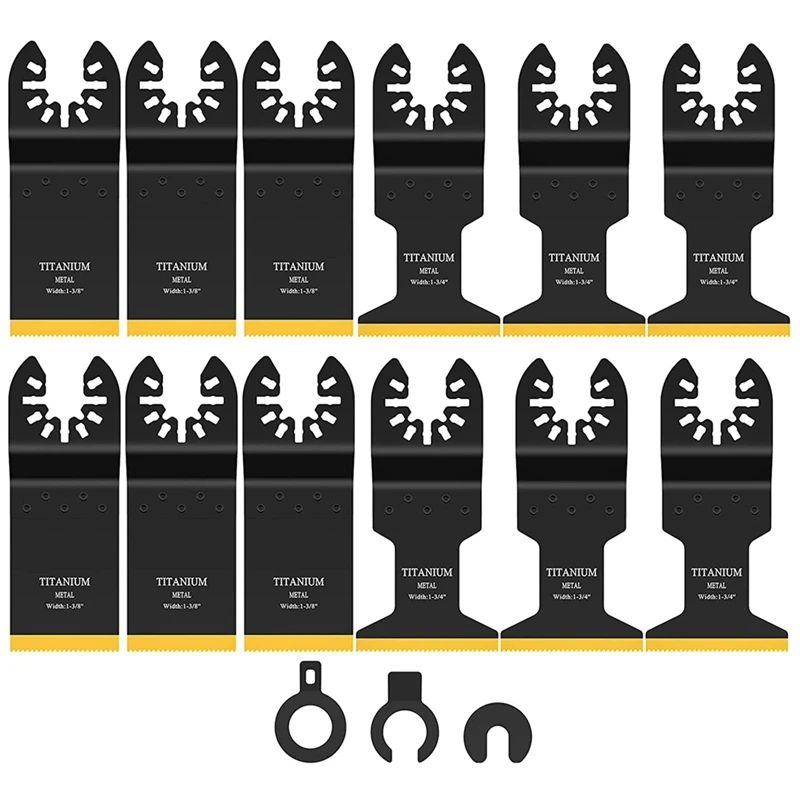 12PCS Titanium Oscillating Saw Blades, Multitool Blades For Cutting Hard Material, Metal Nails Wood And Plastic