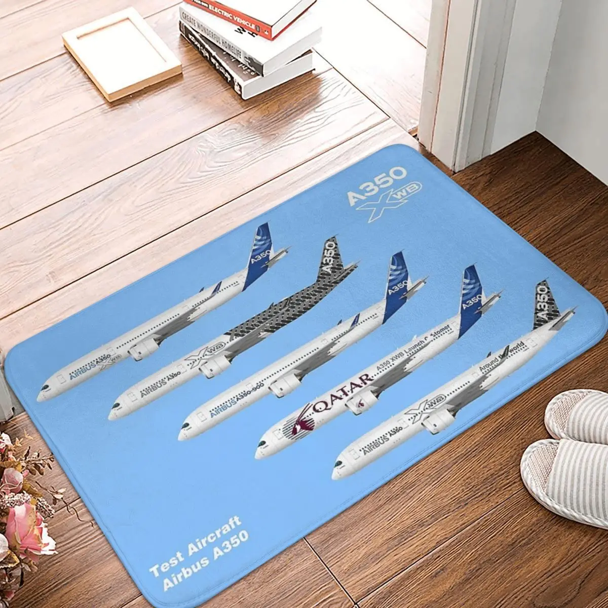 Airbus A350 Test Aircraft Fleet Illustration Anti-slip Doormat Floor Mat Durable Carpet Rug for Kitchen Entrance Footpad Mats