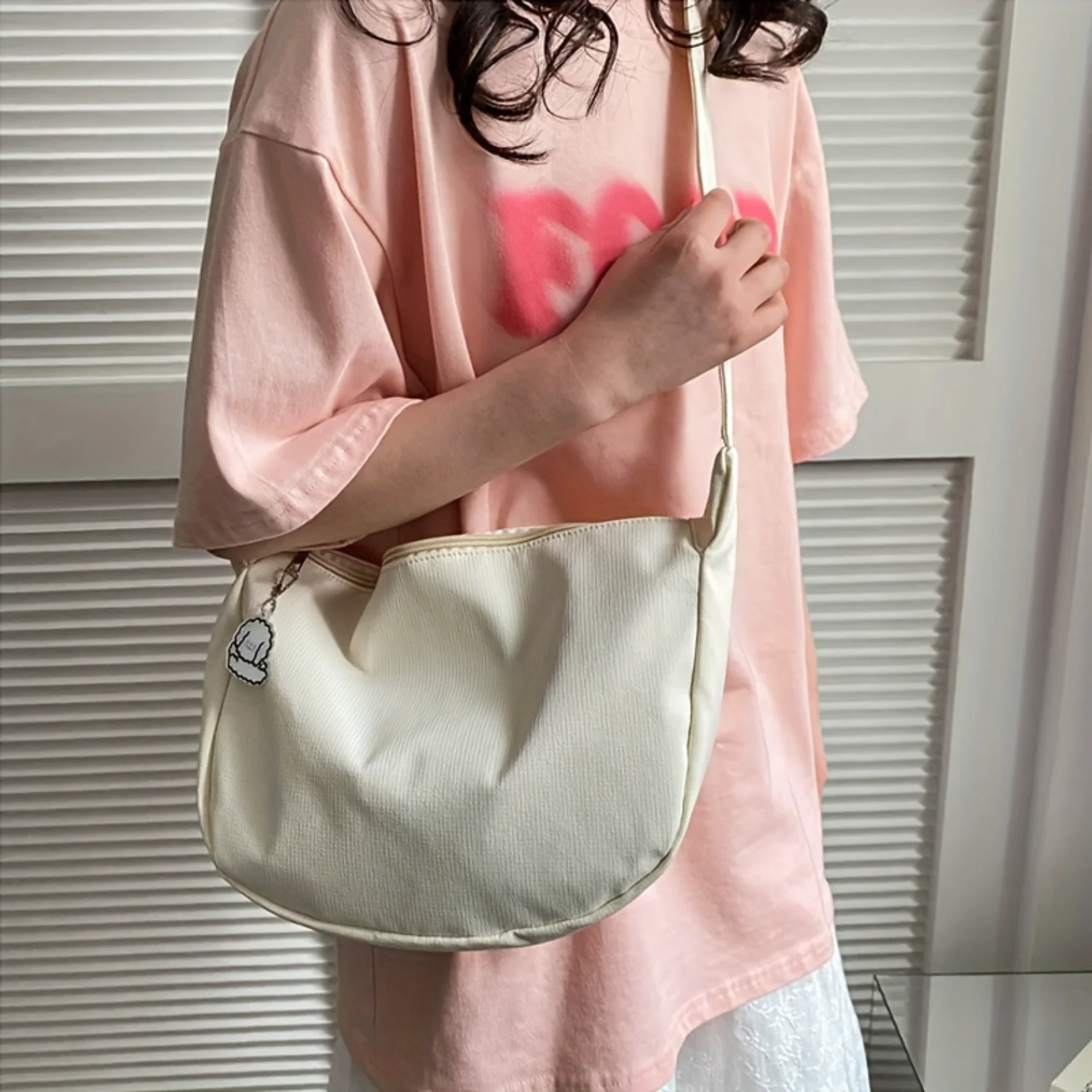 

Casual Canvas Shoulder Bag, Solid Color, Simple Fashion, Crossbody Purse For Daily Use