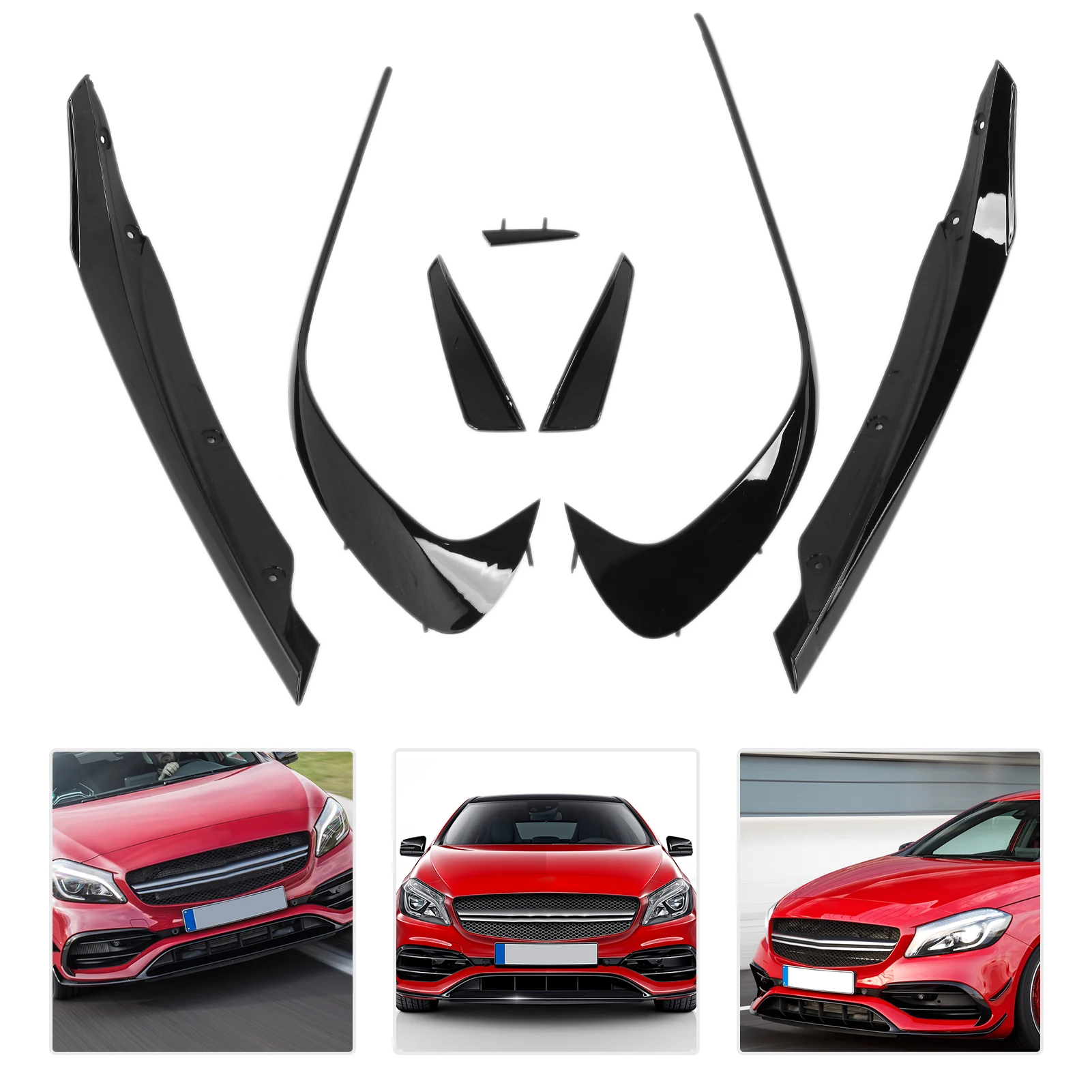 

Front Bumper Aero Set Front Bumper Splitter Improve Aerodynamics Simple Installation ABS Gloss Black for Car