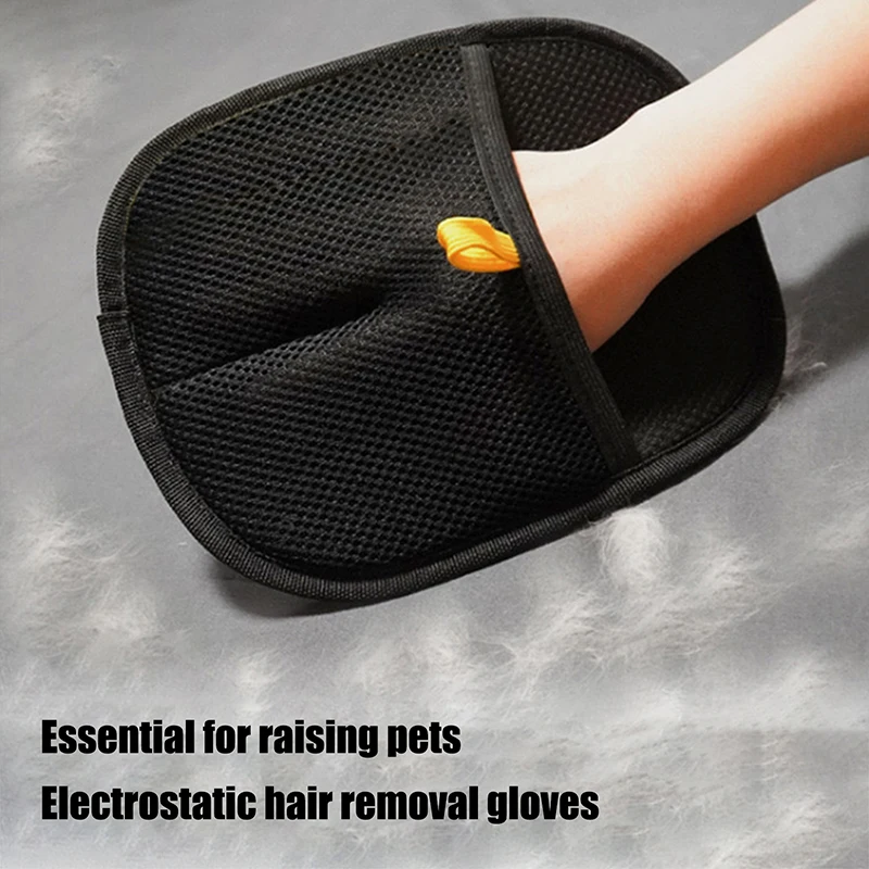 Gloves with Bidirectional Brush for Pet Grooming; Electrically charged Hair Removal Artifact