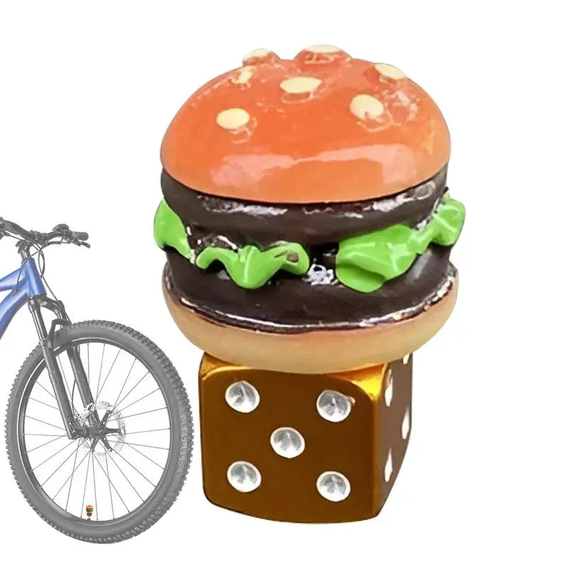 Tapas de válvula de neumático de bicicleta, diseño de hamburguesa, cubierta antipolvo para válvula de neumático, tapas de boquilla de neumático de acero inoxidable resistentes al desgaste, cubiertas de válvula de presión