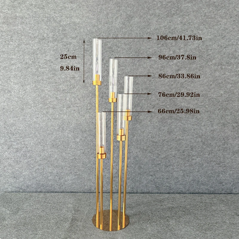 10 Stück 5 goldene Metall-Kerzenhalter, Hochzeitsdekoration Tischornamente Acryl-Kerzenhalter/Kristall-Kerzenhalter – Detail 2