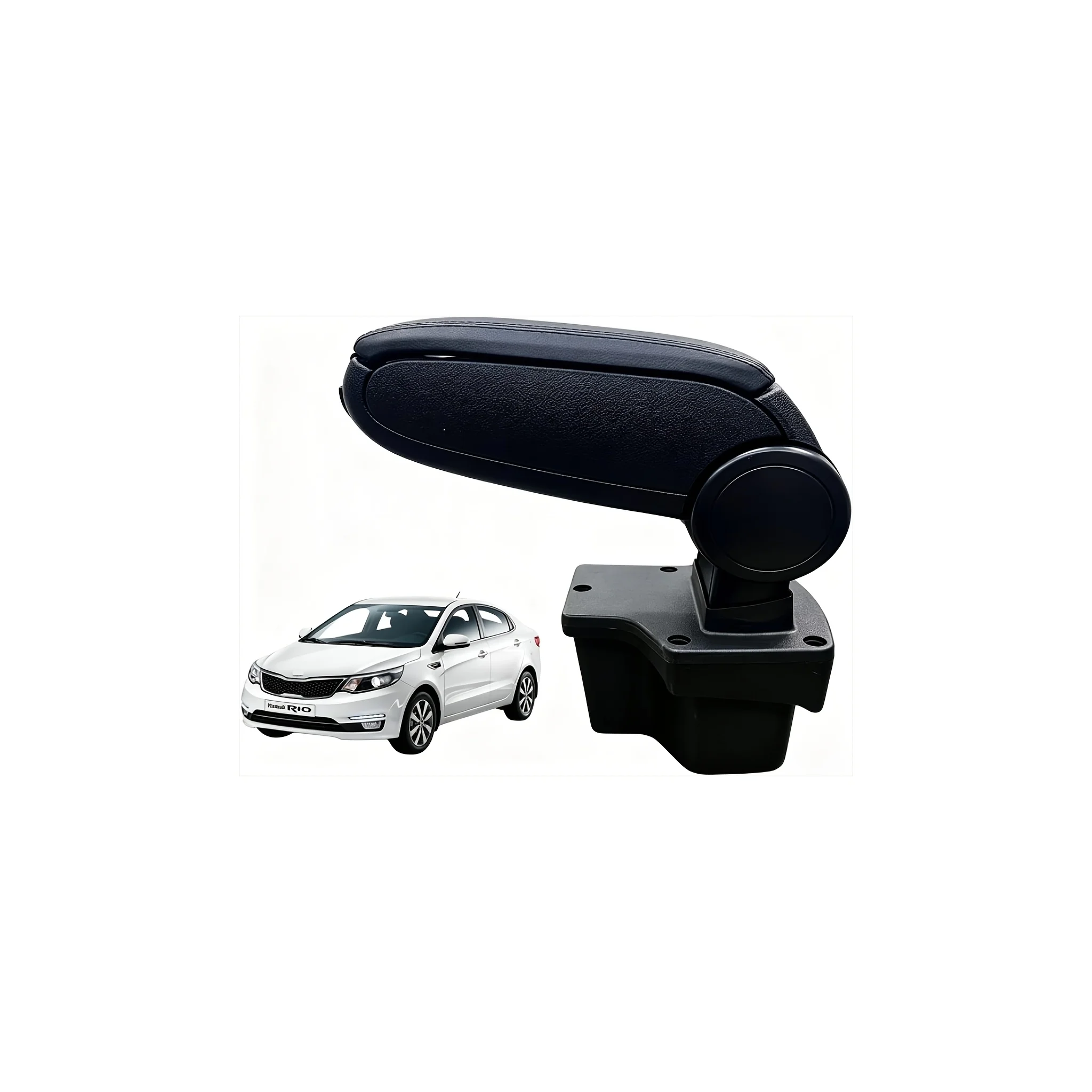For KIA K2 RIO 2011-2016/KIA Rio 2011-2016 Degree Foldable No Drill Ergonomic Black Armrest Box Large Storage Space Comfort