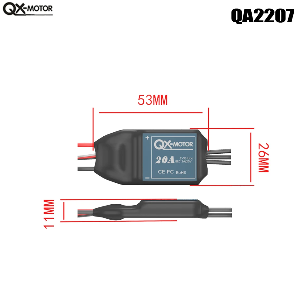 RC Multirotor Power Combo, QX-MOTOR QA2207 1500KV Motor & QX-20A 3S ESC for Drone Fixed-wing Plane