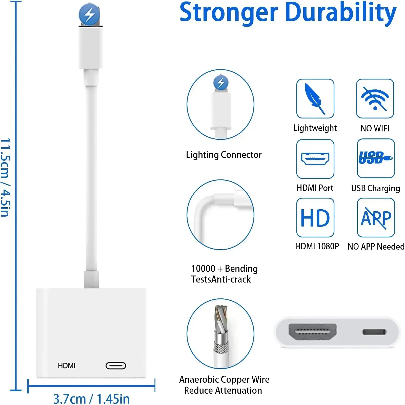 Phone to HDMI-compatible Adapter projection cable Audio Sync Screen Connector for iPhone iPod HDTV Display TV Monitors For VIP image 4