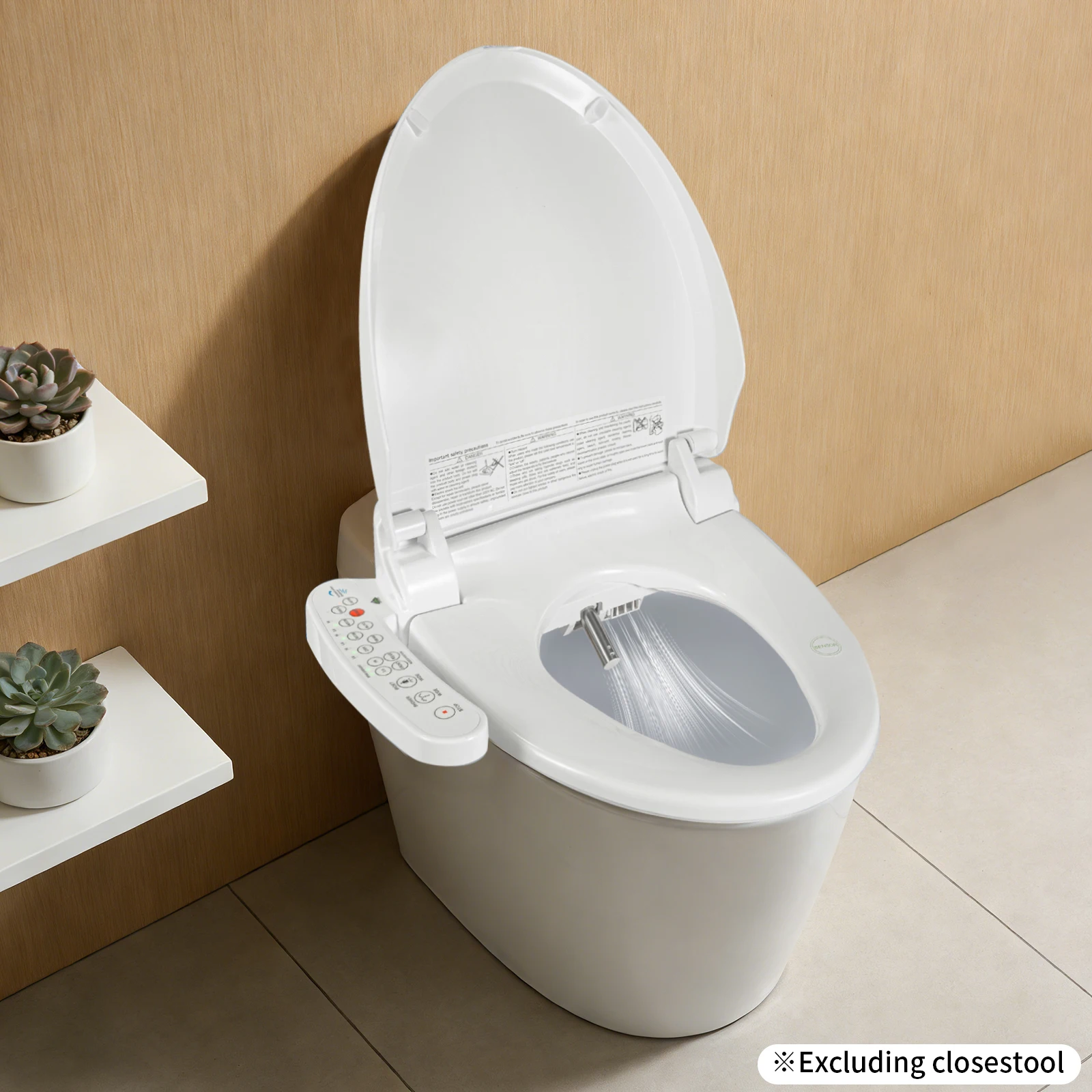Siège de toilette électrique avec bidet intégré, lumière nocturne, buse autonettoyante, séchoir à air chaud