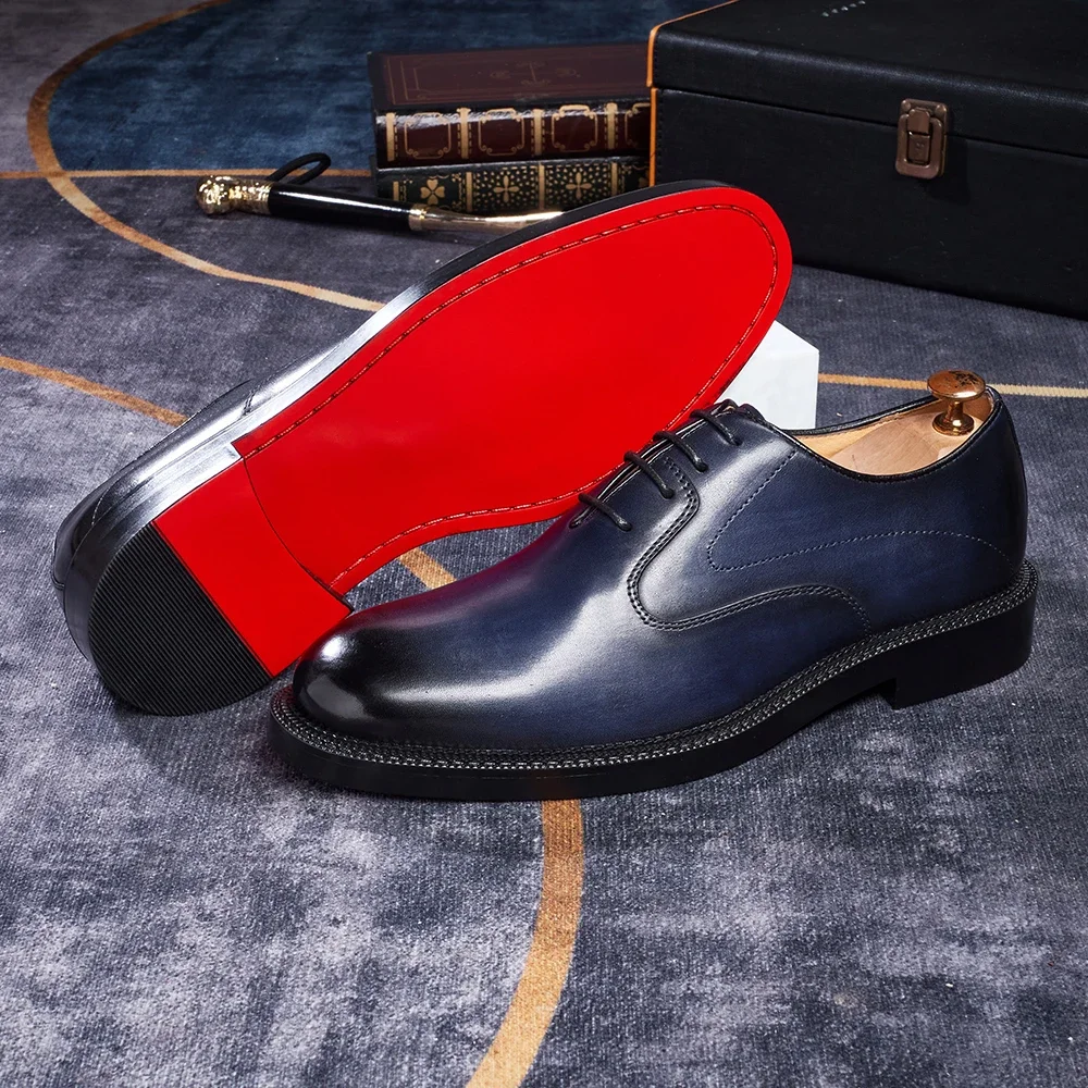 Fashion brand smooth Oxford shoes business formal leather shoes men's 2025 winter high heels wedding pointed office shoes