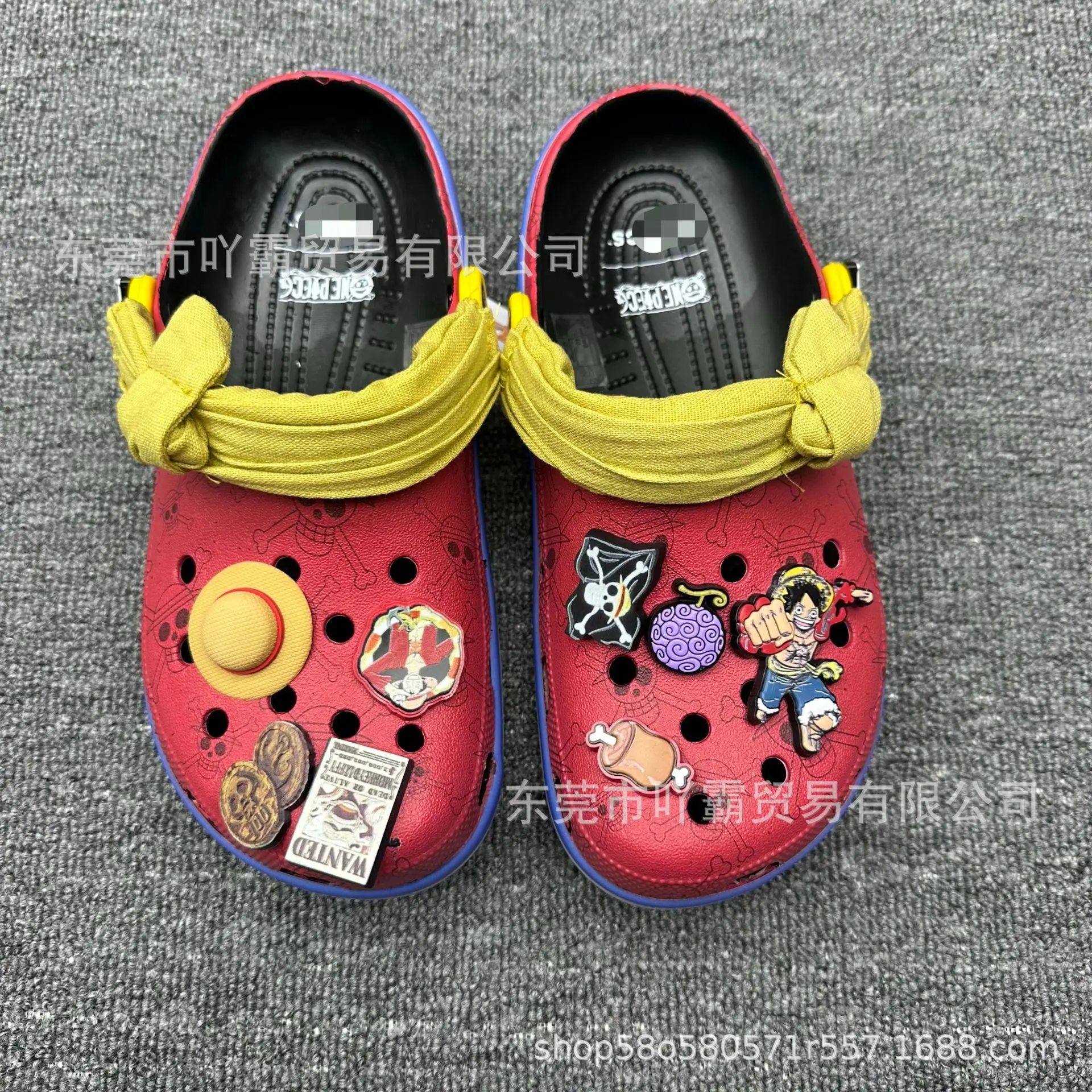 one-piece-luffy-cosplay-clogs-shoes-red-printed-hole-sandals-with-3d-shoe-charms-breathable-eva-footwear-for-anime-enthusiasts