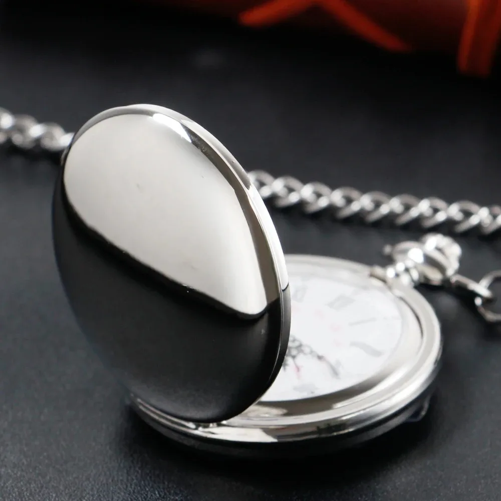 Vintage Smooth Quartz Pocket Watch Necklace Steampunk Men's Women Exquisite Pendant Clock Chain Reloj De Bolsillo