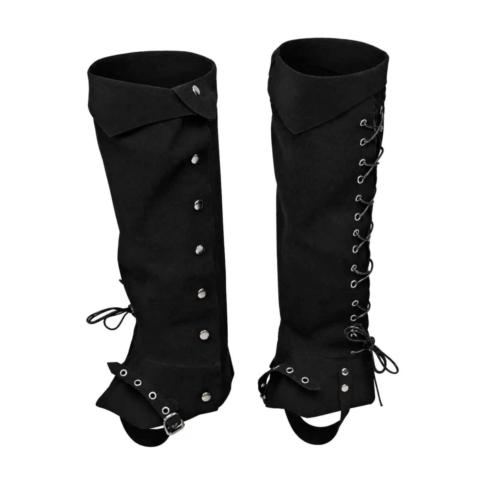 PU Leather Pirate Boot Cover with Rivets Lacing for Cosplay Medieval Faire Halloween Suit