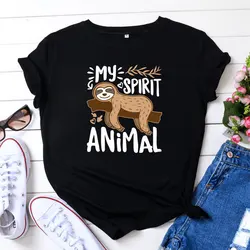 MY SPIRIT t-shirt da donna con stampa bradipo animale manica corta O collo maglietta da donna allentata maglietta da donna top abiti Camisetas Mujer