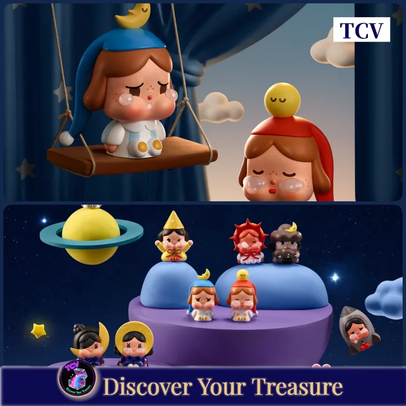

Tcv Popmart Crybaby Crying To The Moon Sitting Series Figures Blind Box Decoration Mystery Box Kids Gift Night Moon Bedside Desk