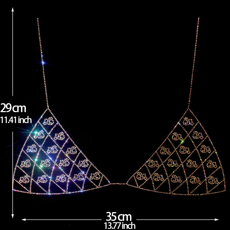 Fashion bra with embedded crystals and sequins. DIY clothing with decorative patches.