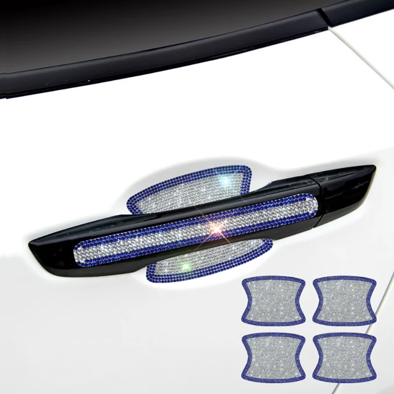 

4 / 10pcs Crystal Car Door Handle Stickers Protector Film Waterproof Auto Decor Diamond Bling Car Accessories Interior for Woman