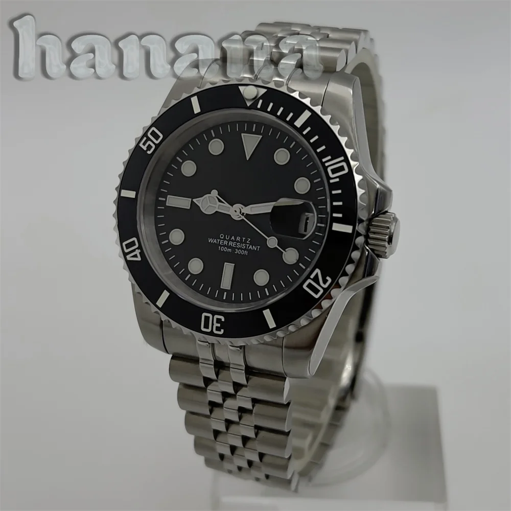 40mm diver quartz watch for men RONDA 515 movement sapphire glass 120 click rotation Black and gray bezel waterproof 10atm
