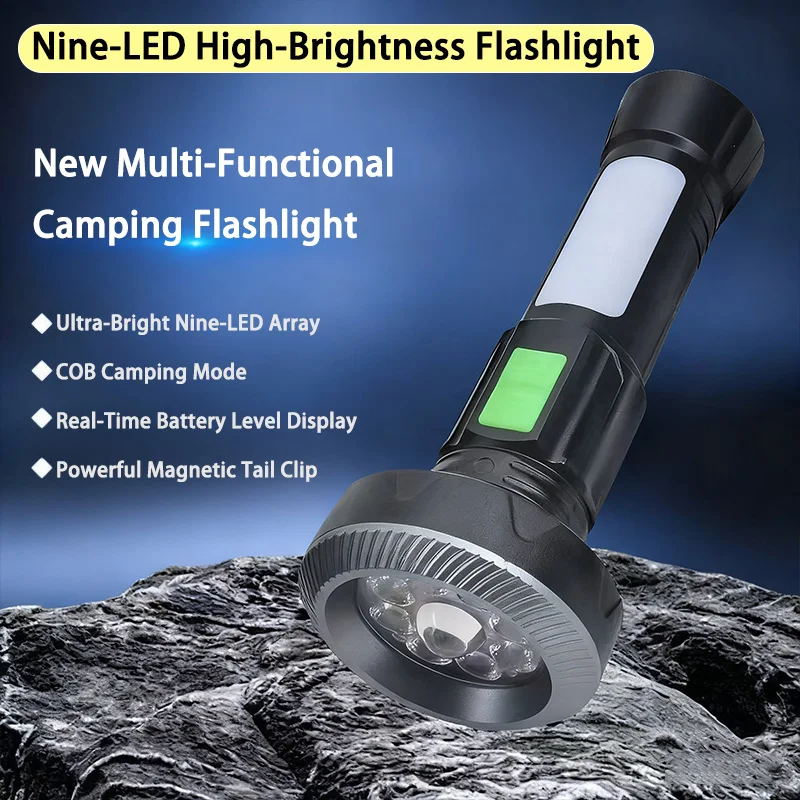 Flashlights High Power USB Rechargeable LED Flashlight with Magnetic Portable Outdoor Camping Hiking Light Cycling Emergency SOS