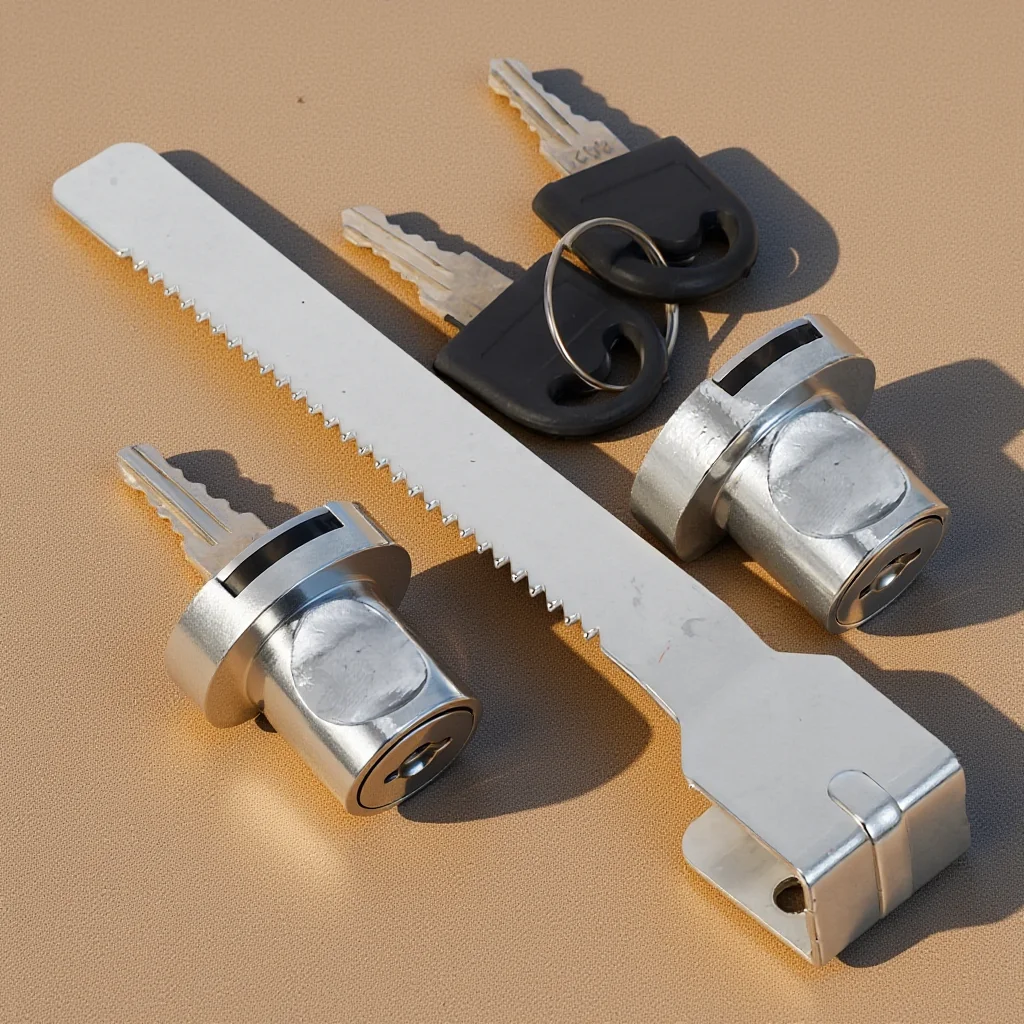 

1Set Ice Cream Freezer Sliding Glass Door Lock Ratchet Lock Key for Display Case Showcase Security Glass Door Locks