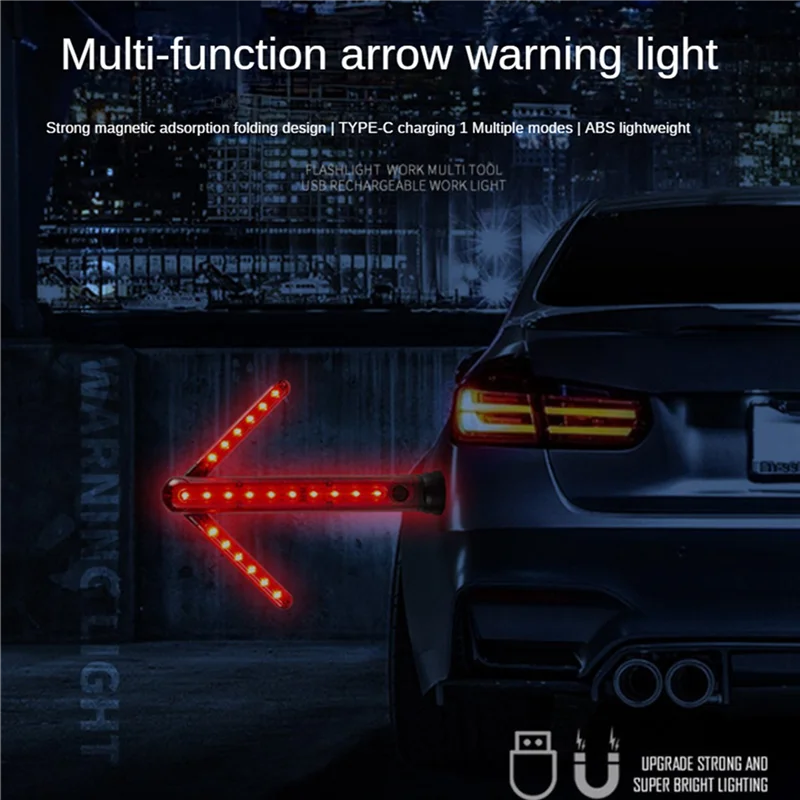ABKQ-2X Traffic Stick, Led Traffic Safety Batons, Signal Emergency Road Flares, Extendable Blade Handheld Led Warning Light
