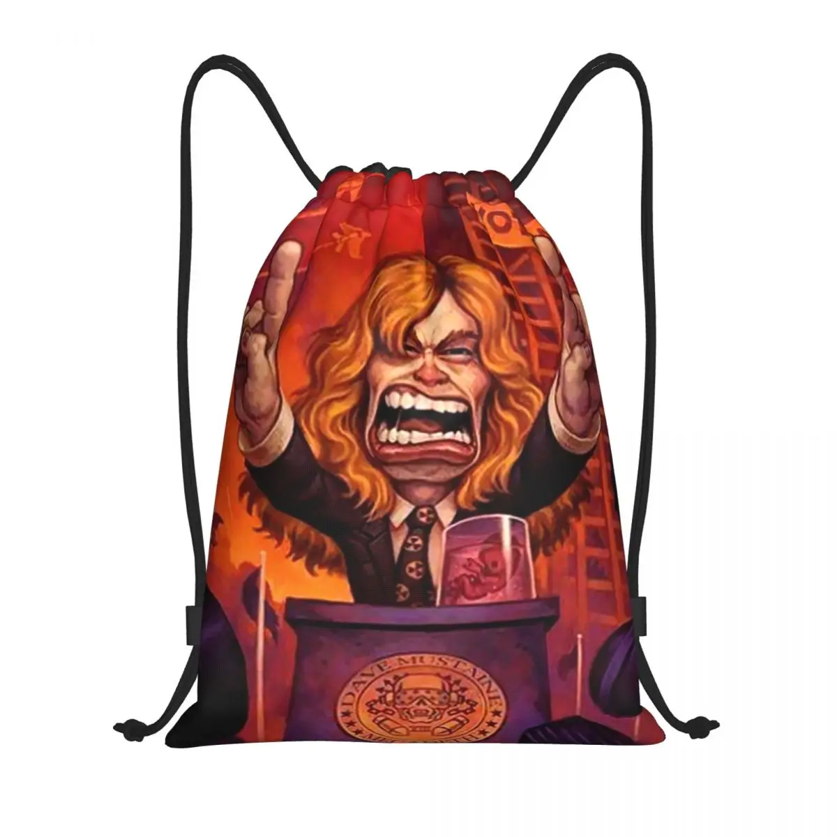 Personalizado megadeths nu metal orator cordão saco das mulheres dos homens leve rock band esportes ginásio mochila de armazenamento