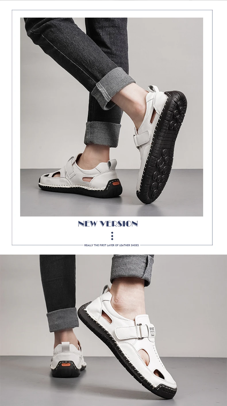 Bestseller Sommer Herren-Sandalen Outdoor Herren-Strandsandalen Handgefertigte Leder-Römersandalen Modische Herren-Wasser-Trekking-Sandalen – Detail 16