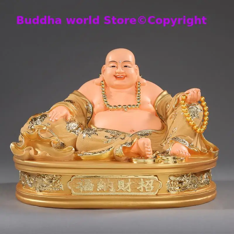 

large Southeast Asia HOME SHOP company brisk thriving business GOOD LUCK Golden wealth God Maitreya Buddha FENG SHUI statue