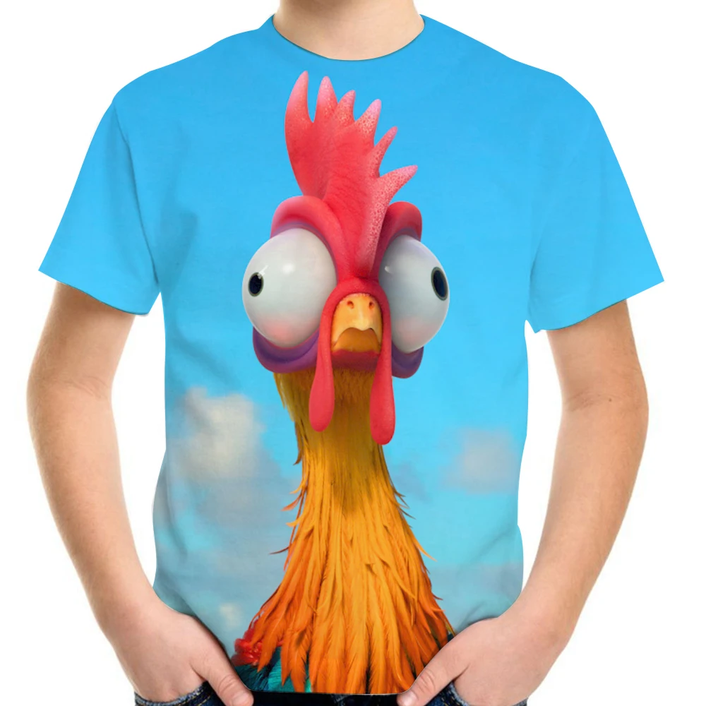 

Summer 4-20Y Children Teen Fashion 3D T-Shirt Anime Animal Chicken Funny Print T Shirts For Girls Boys Kids Cool Clothes Tshirts