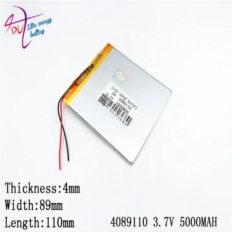 

4089110 3.7V 5000MAH Lithium Polymer Li-Po li ion Rechargeable Battery cells For Mp3 MP4 MP5 GPS mobile bluetooth