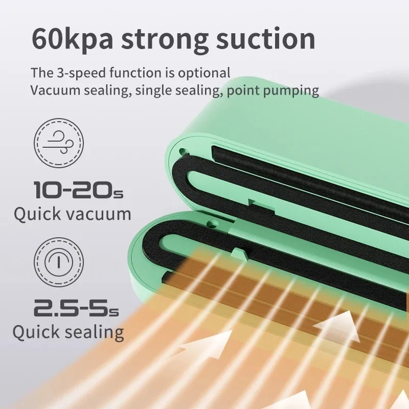 Portable USB charging vacuum sealer - a multifunctional food sealer with sealing, external suction, and inflation functions,