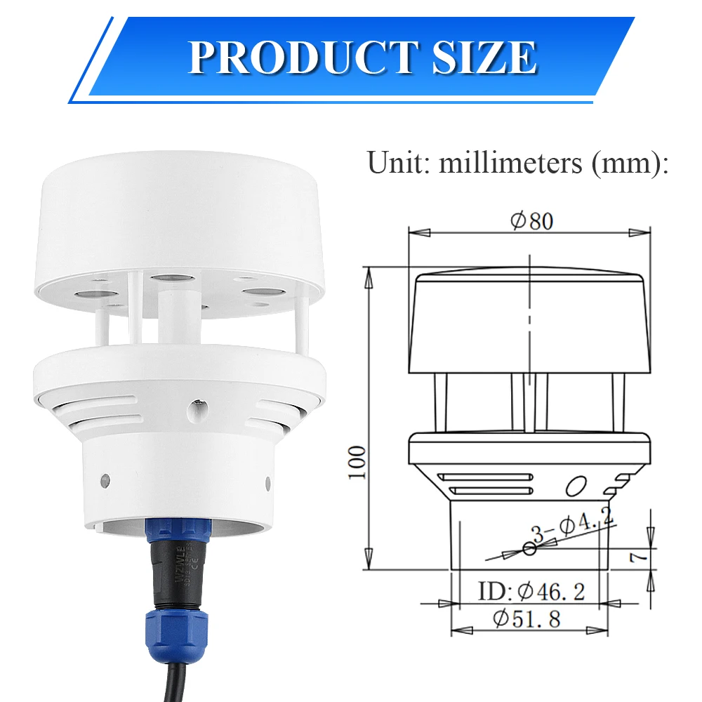 Output RS485 0-5V 0-10V 4-20mA 0-40m/s Ultrasonic Wind Speed and Direction Sensor Module Detection Weather Station Transmitter