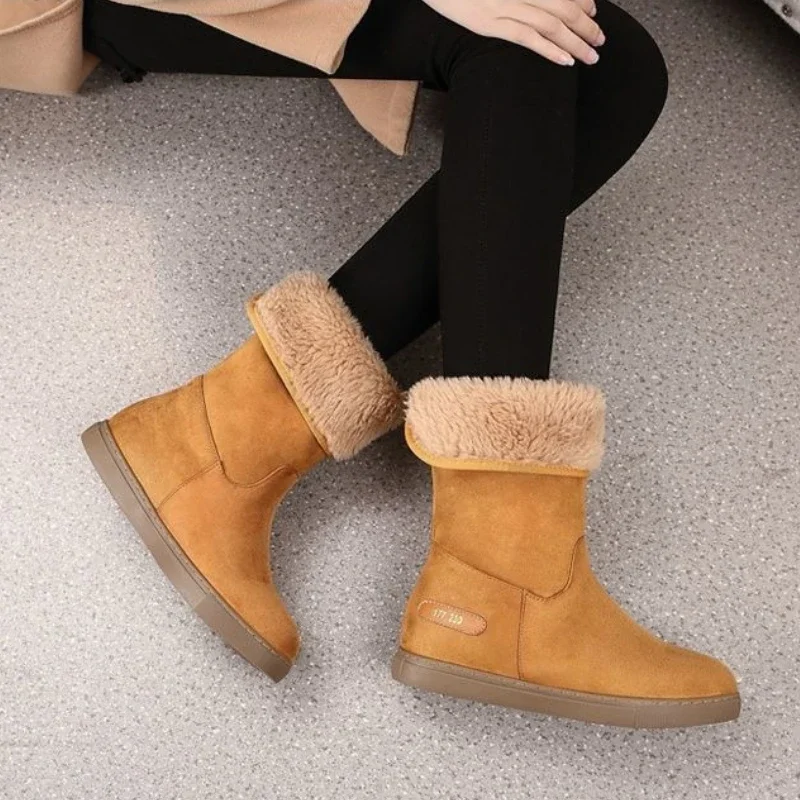 

Soft Snow Boots for Women Mid Calf Non Slip Korean Style Goth Hot Y2k Autumn Winter Woman Shoes New Rock Boot High Quality Lamb
