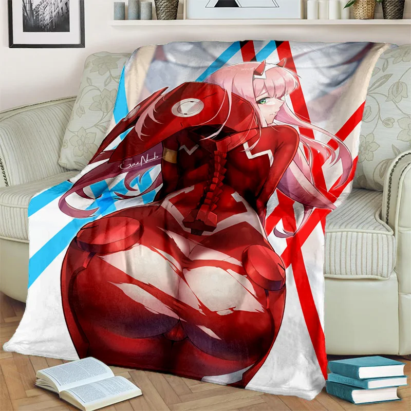 

DARLING in The FRANXX Cartoon Zero Two Sexy Girl Blanket,Soft Throw Blanket for Home Bedroom Bed Sofa Picnic Cover Blanket Kids