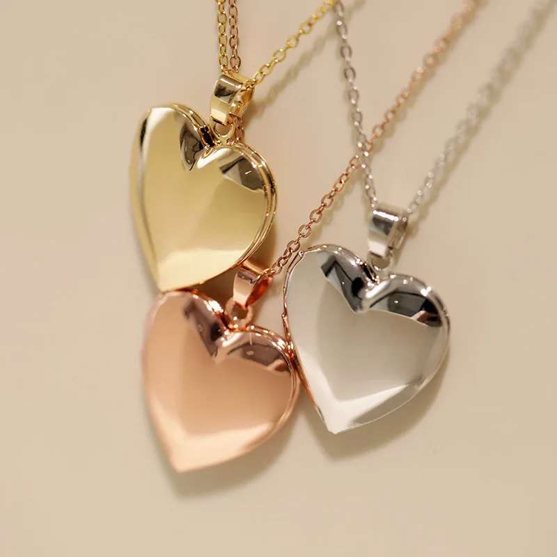 

10pcs/lot Stainless Steel Polished Heart Photo Frame Locket Necklace DIY Picture Locket Jewelry Party Gift Family Love Collar