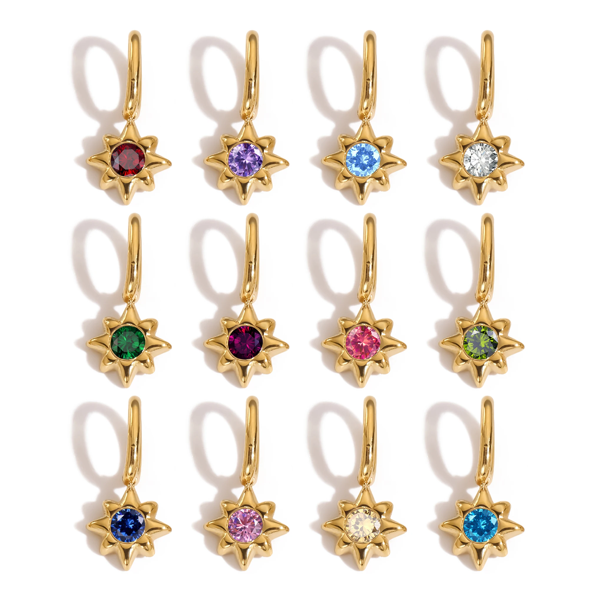 قلادة DIY على شكل نجمة سلسلة حجر الولادة من الفولاذ المقاوم للصدأ إكسسوارات قلادة سلسلة المفاتيح مستلزمات صناعة المجوهرات