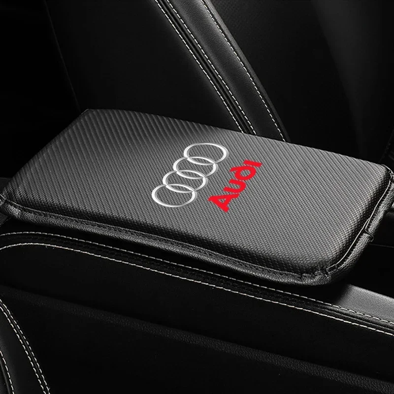 1Pcs Car Armrest Box Mats Leather Center Console Covers Emblem For Audi A1 A3 8P A4 B5 B6 B7 B8 A5 A6 C5 C6 C7 A7 A8 Q3 Q5 Q7 TT view 6