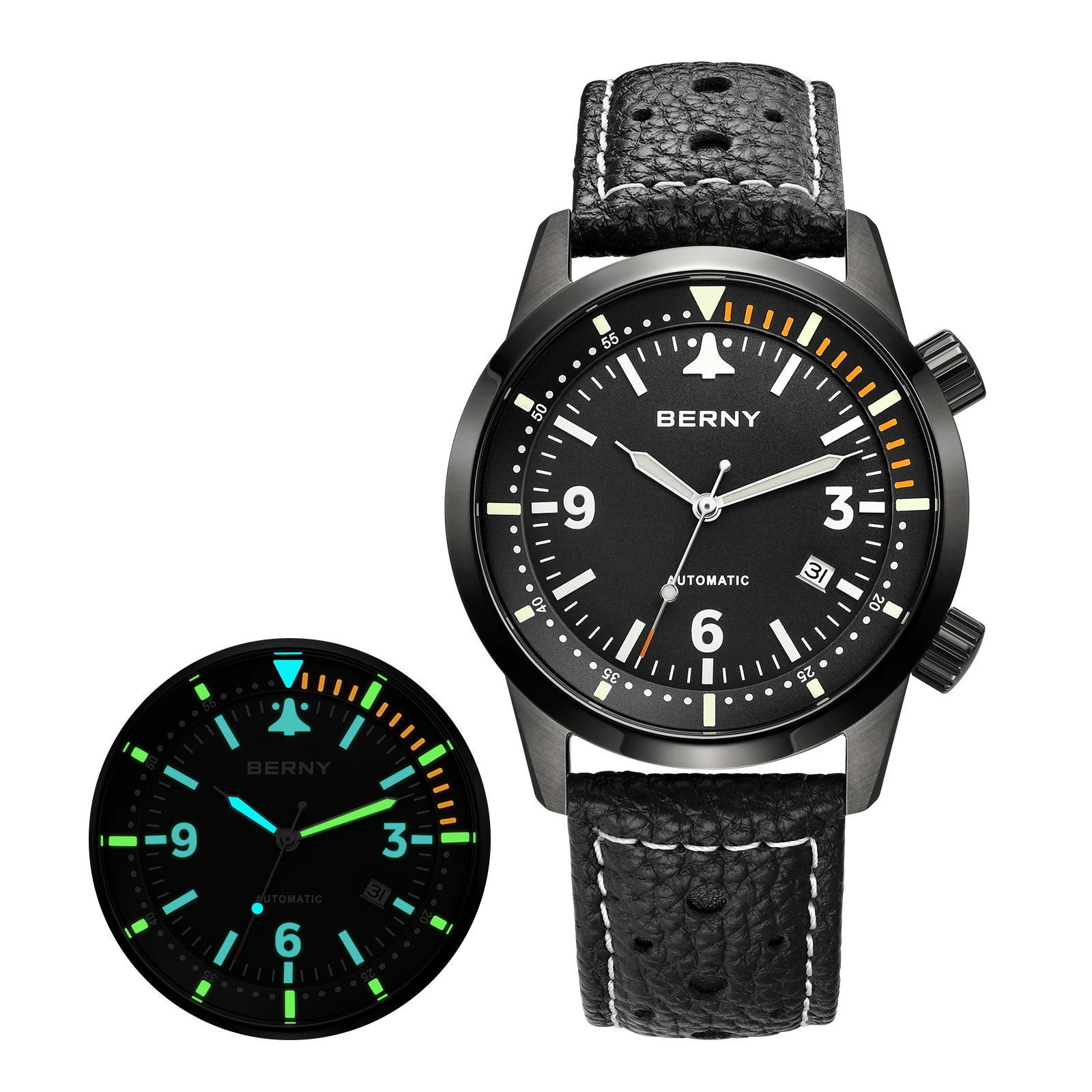 BERNY Automatische Herrenuhren, Top-Qualität, 20 ATM, 316L, leuchtender Saphir, AR-Beschichtung, Original ST1612, luxuriöse, modische Herren-Armbanduhr