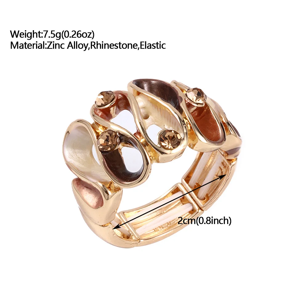 Fashion Drip Oil Geometric Rings for Women Accessories Trendy Elastic Adjustable Wide Gold Color Ring Party Prom Jewelry Gift