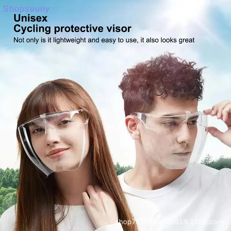 [SU]Transparent Anti-fog Anti-splash Protective Mask Full Face Covered Safety Sunglasses Protective Faceshield Glasses[SU]